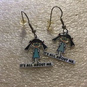 Kids Cartoon Character Earrings - Black and Blue